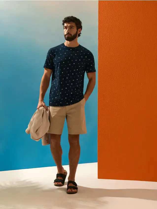 T-shirt in cotone stampato - blu scuro