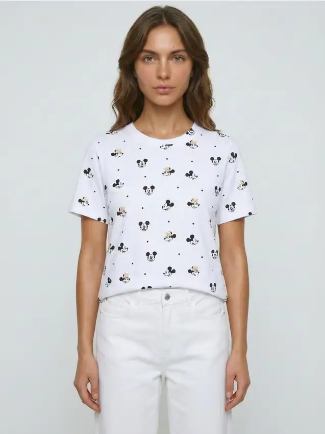 T-shirt in cotone stampato Minnie and Mickey - multicolor
