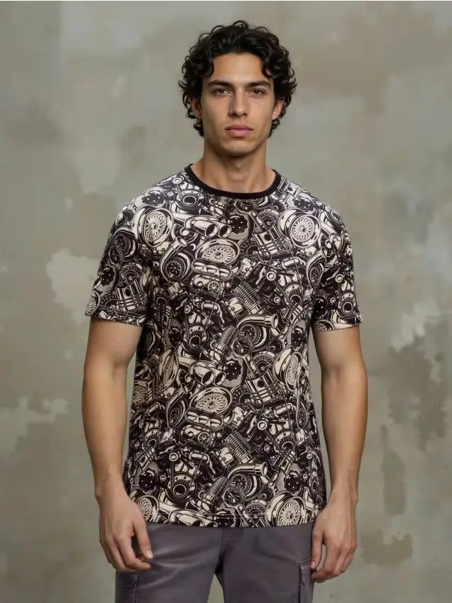 T-shirt in cotone stampato - nude