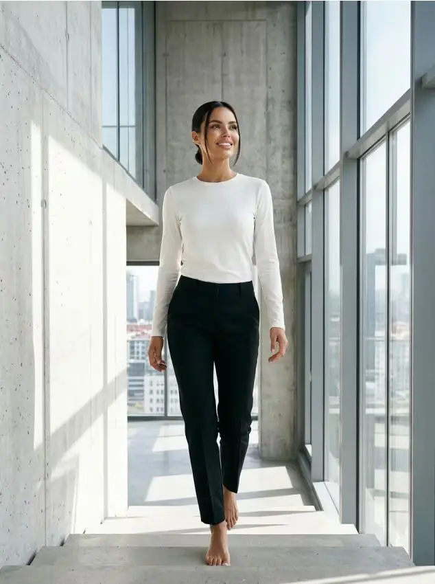 T-shirt in poliammide a maniche lunghe - panna