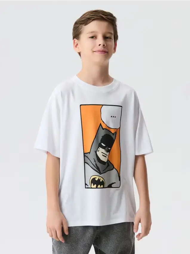 T-shirt oversize con stampa Batman - bianco