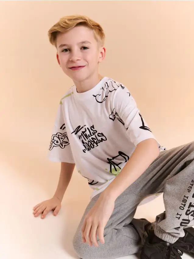 T-shirt oversize in cotone con stampa - bianco