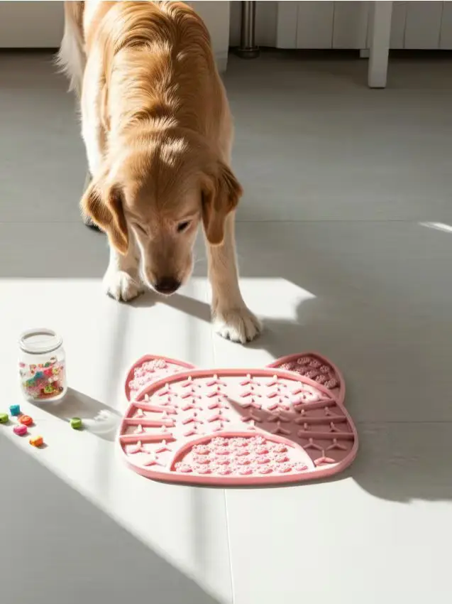 Tappetino in silicone per gatti che rallenta l alimentazione - rosa pastello