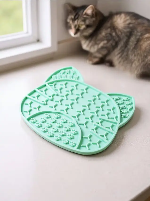 Tappetino in silicone per gatti che rallenta l alimentazione - verde menta