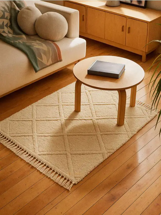 Tappeto con motivo geometrico - panna