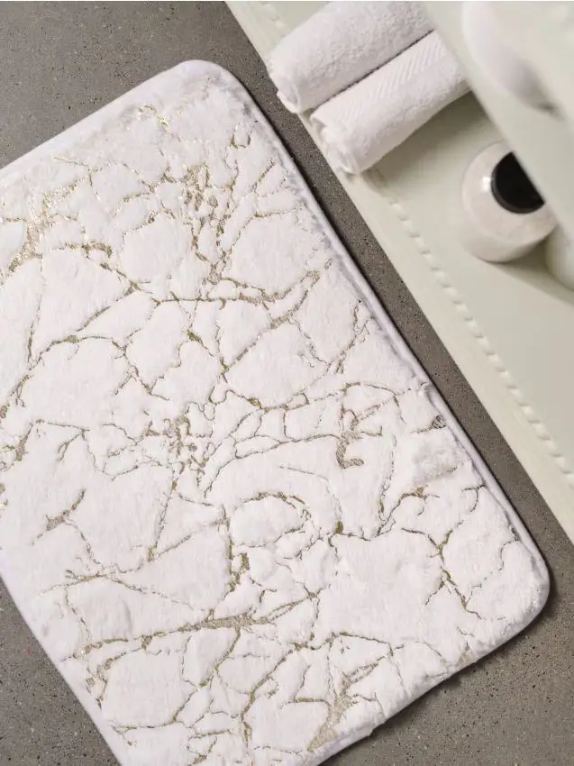 Tappeto da bagno con dettagli dorati - bianco