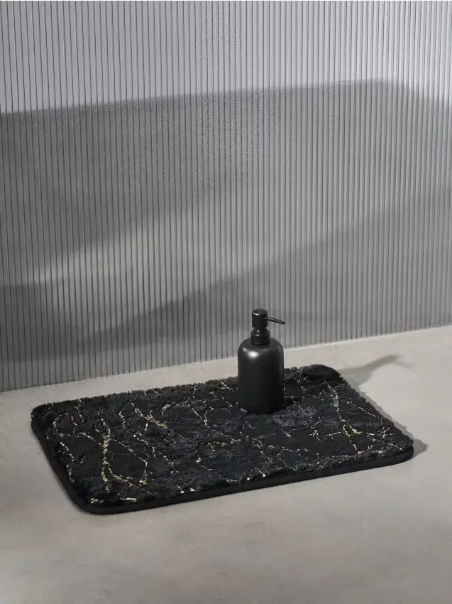Tappeto da bagno con dettagli dorati - nero