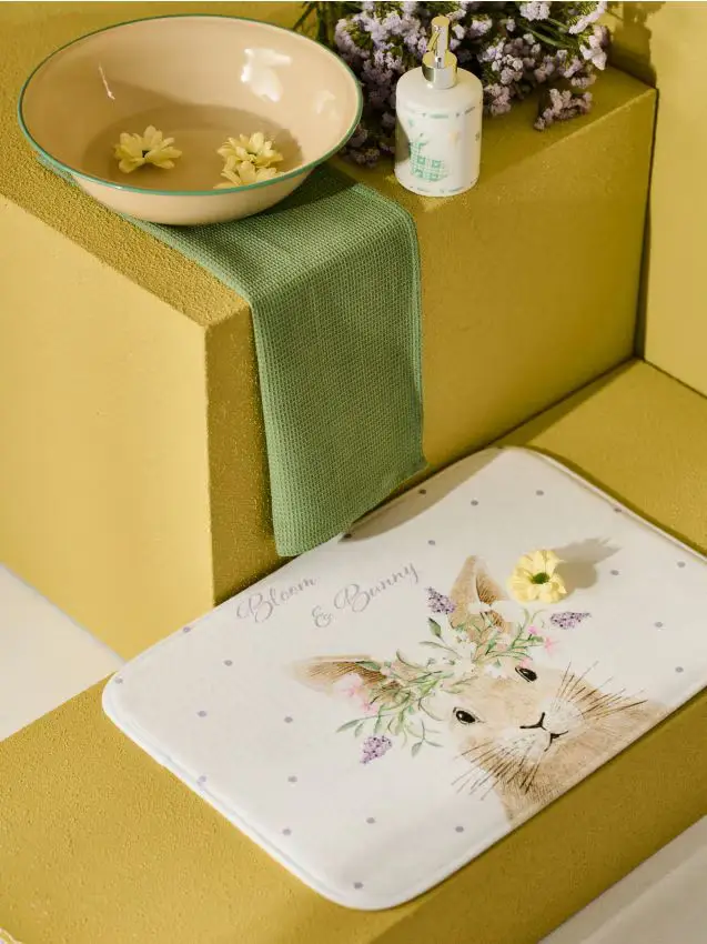 Tappeto da bagno con motivo coniglio - multicolor