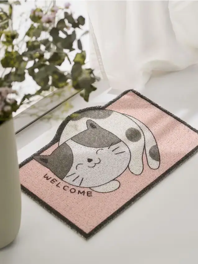 Tappeto in gomma con motivo gatto - grigio chiaro