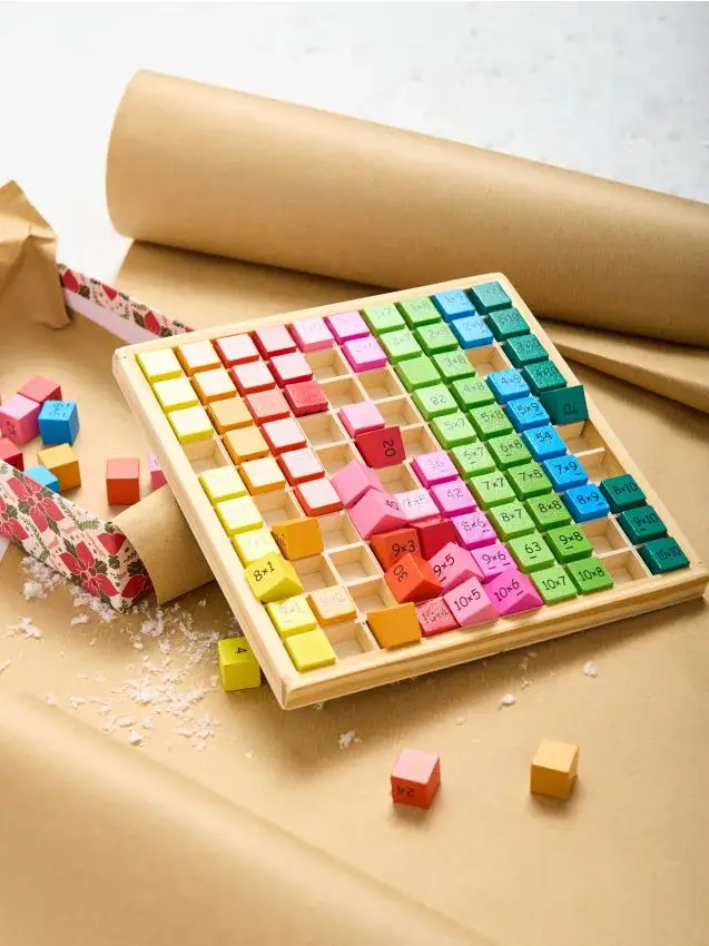 Tavola di moltiplicazione in legno - multicolor