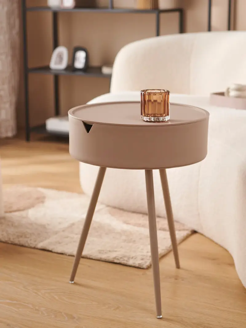 Tavolino da caffè rotondo - beige miniatura 4