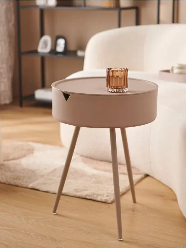 Tavolino da caffè rotondo - beige