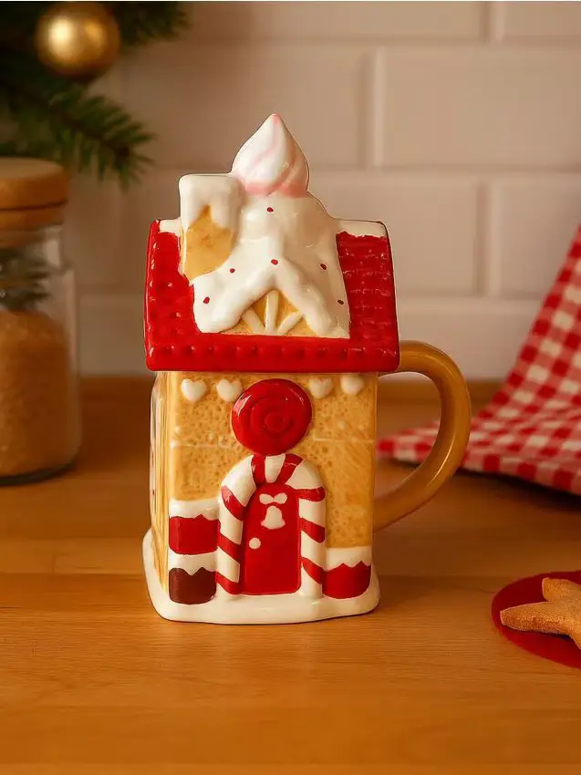 Tazza a forma di casetta di pan di zenzero - multicolor