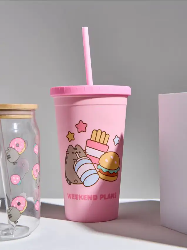 Tazza con coperchio e cannuccia Pusheen the Cat - multicolor