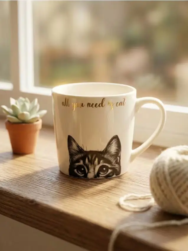 Tazza con gatto - bianco