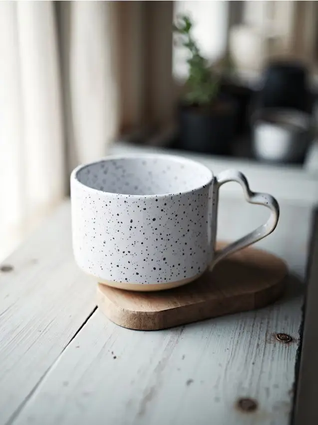 Tazza con manico a forma di cuore - bianco