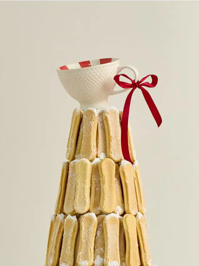 Tazza con motivo bastoncino di zucchero - rosso