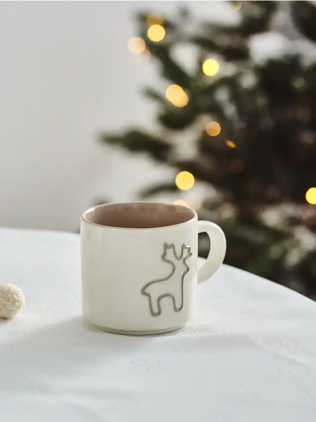 Tazza con motivo di renna - bianco