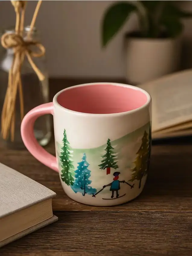 Tazza con motivo invernale - rosa pastello