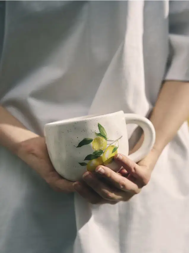 Tazza con motivo limone - giallo