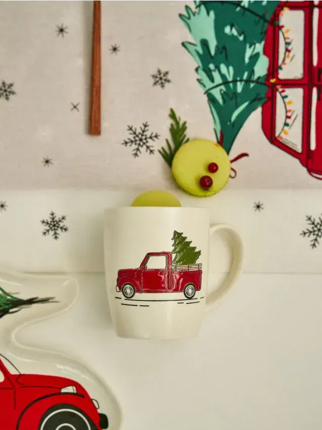 Tazza con stampa auto di Natale - rosso