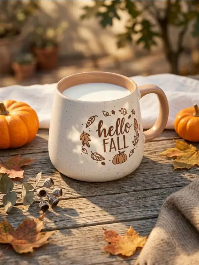 Tazza con stampa autunnale - beige