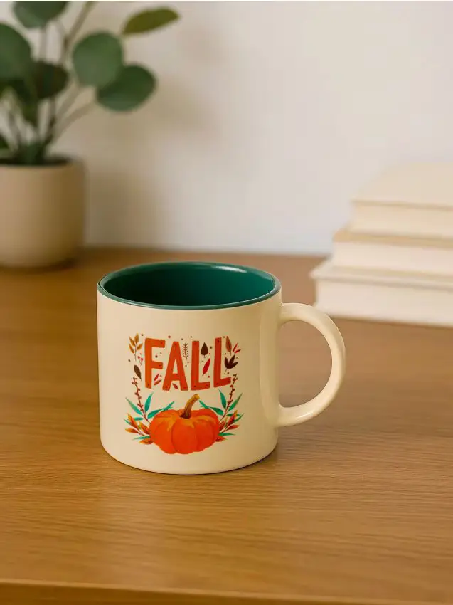 Tazza con stampa autunnale - verde pallido