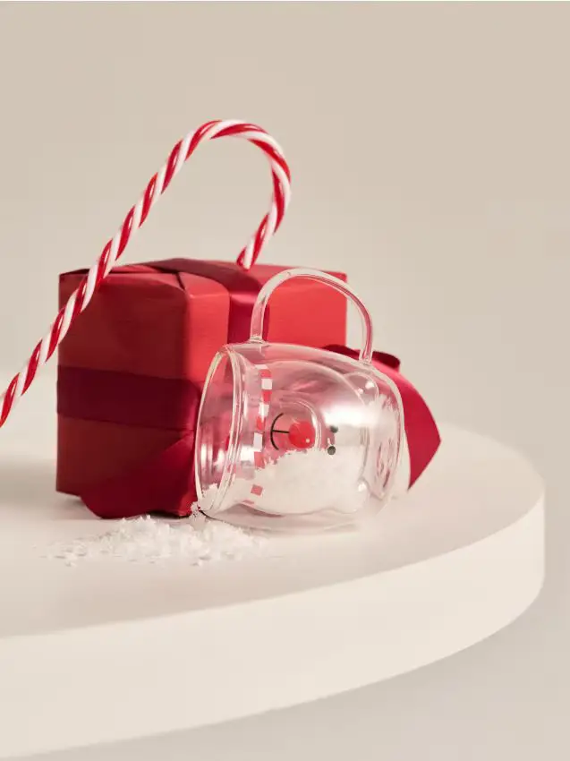 Tazza di vetro con motivo natalizio - multicolor