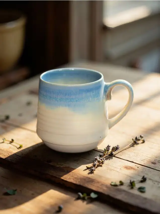 Tazza dipinta a mano - blu pallido