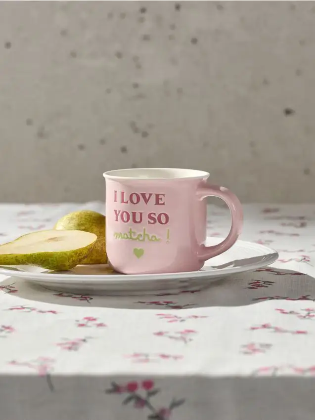 Tazza in ceramica con la scritta I love you so matcha - rosa