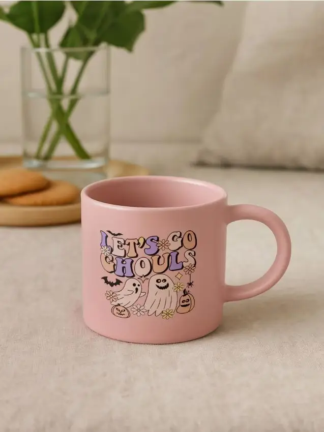 Tazza in ceramica con manico per Halloween - rosa pastello