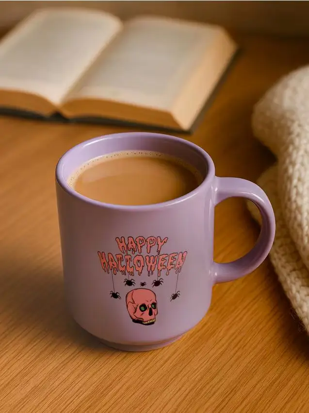 Tazza in ceramica con manico per Halloween - viola