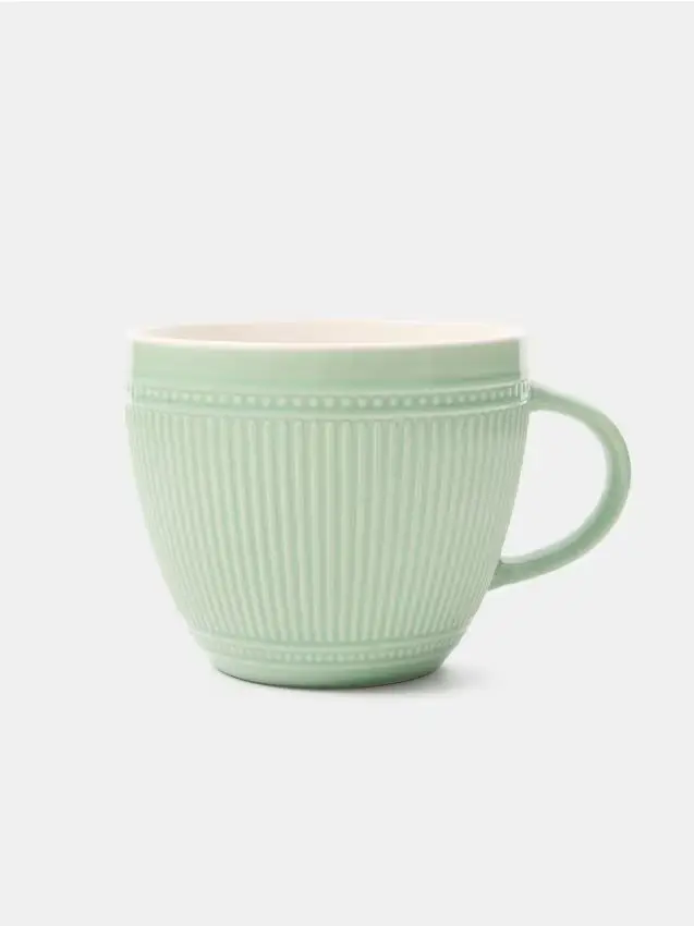 Tazza in ceramica con motivo in rilievo - verde pallido