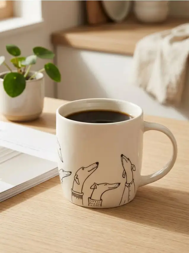 Tazza in ceramica con stampa - bianco