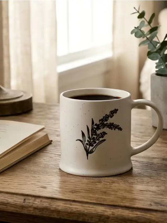 Tazza in ceramica con stampa - panna