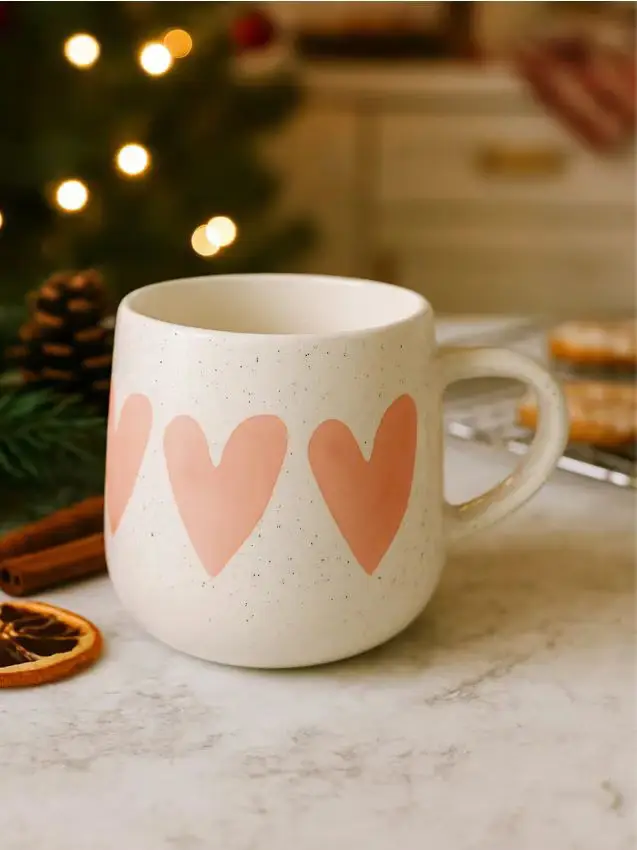 Tazza in ceramica con stampa - rosa pastello