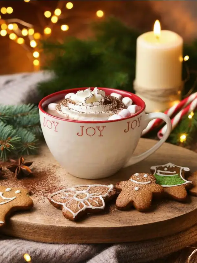 Tazza natalizia in ceramica con scritta „Joy“ - rosso