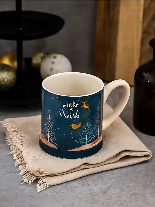 Tazza natalizia in ceramica con scritta „Make a Wish“ - bianco