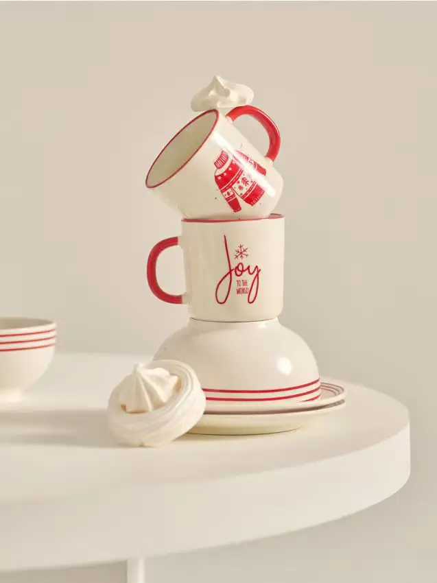 Tazze con motivo natalizio - confezione da 2 - bianco