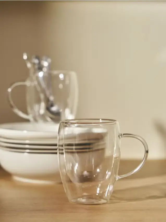 Tazze in vetro con doppio fondo confezione da 2 - clear