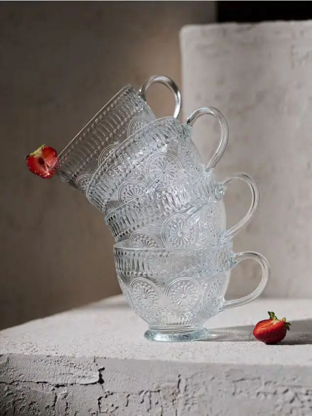 Tazze rigate 4 confezioni - bianco