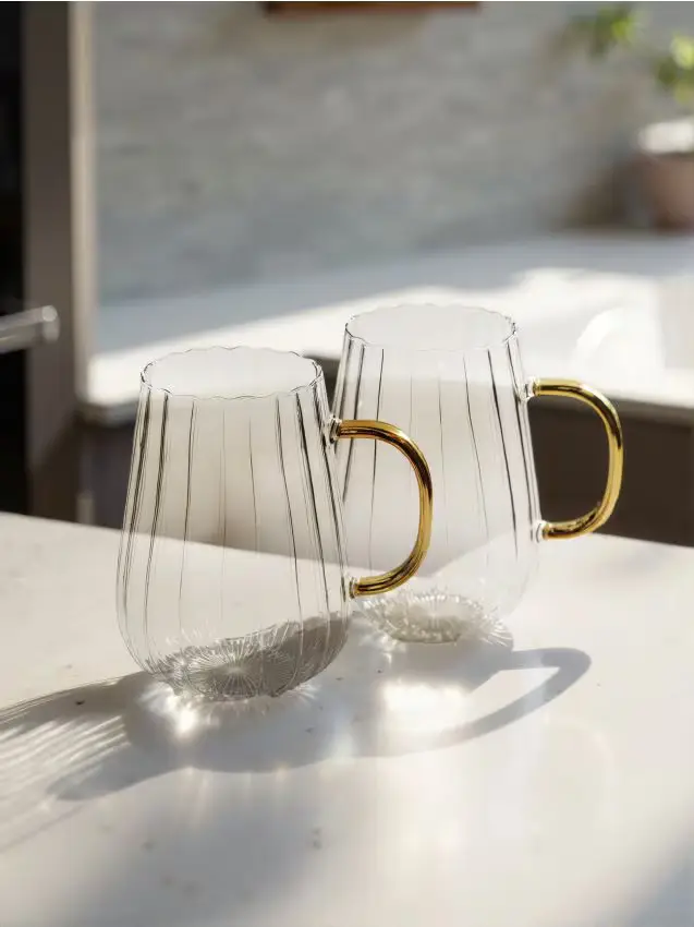 Tazze scanalate - set da 2 pezzi - bianco