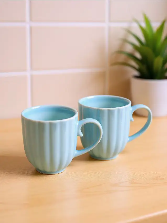 Tazze scanalate - set da 2 pezzi - blu pallido