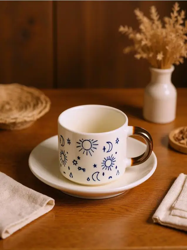 Tazzina da espresso con piattino - blu pallido