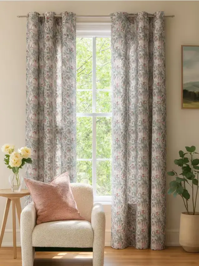 Tenda con motivo floreale - grigio chiaro