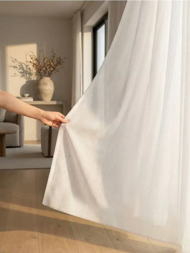 Tenda con passante e motivo a gocce - bianco