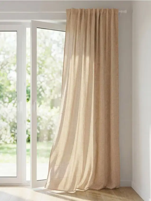 Tenda effetto lino con nastro arricciatore - beige