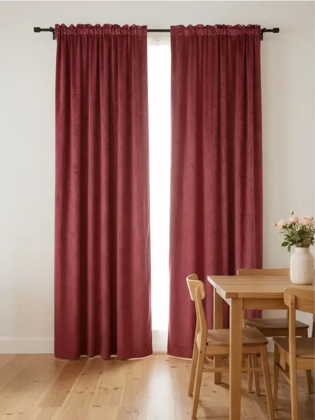 Tenda in velluto con motivo in rilievo - rosa