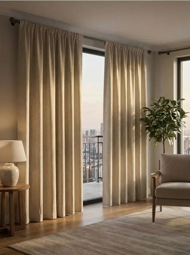 Tenda jacquard oscurante con nastro arricciatenda - beige