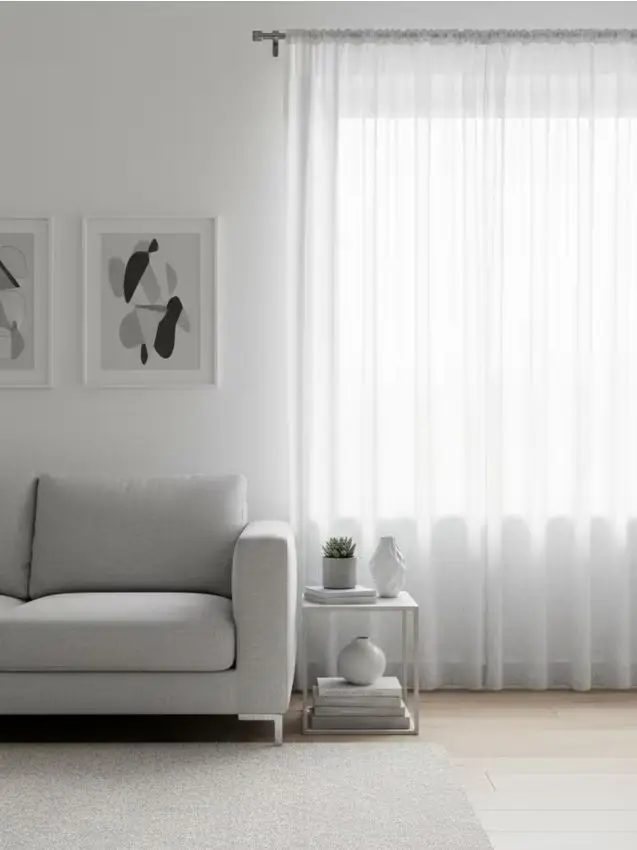 Tenda tinta unita con nastro - bianco